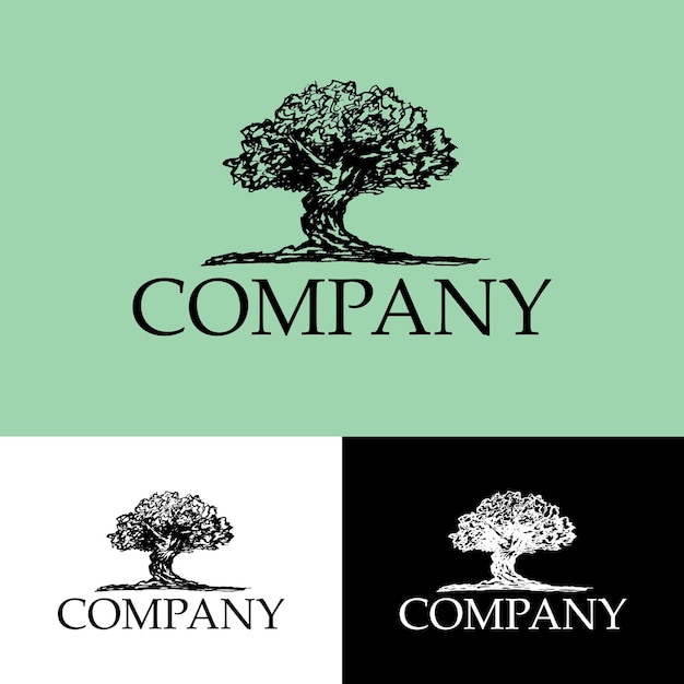 Tree logo in classic vintage style illustration