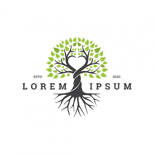 Premium Vector | Tree logo concept with love element.