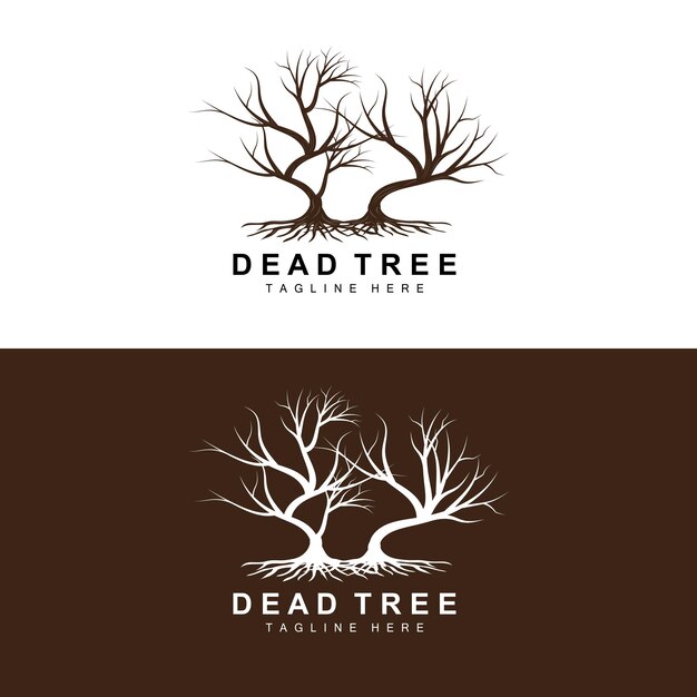 Vector tree logo design dead tree illustration wild tree cutting global warming vector earth drought product brand icons