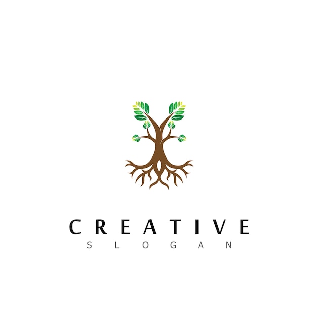 Вектор Дизайн логотипа дерева естественный эко-вектор роста листьев