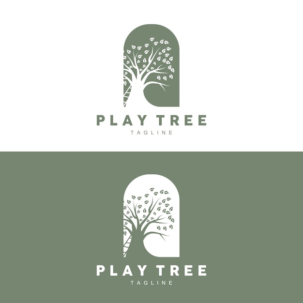 Tree logo design parco giochi vettore istruzione albero icona