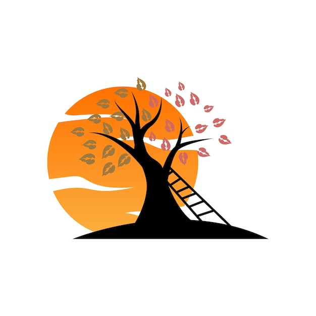 Дизайн логотипа дерева Вектор детской площадки Образование Икона дерева