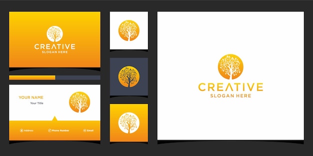 Tree logo design with business card template