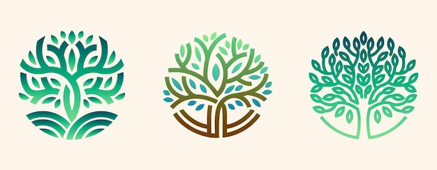 Tree logo elements set