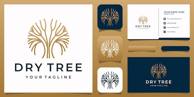 Vector tree logo green garden template and business card premium vector