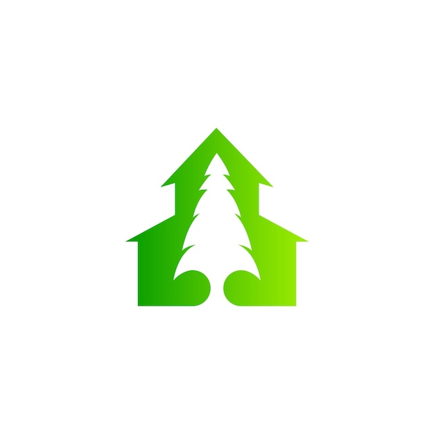 Logo dell'albero e design della casa