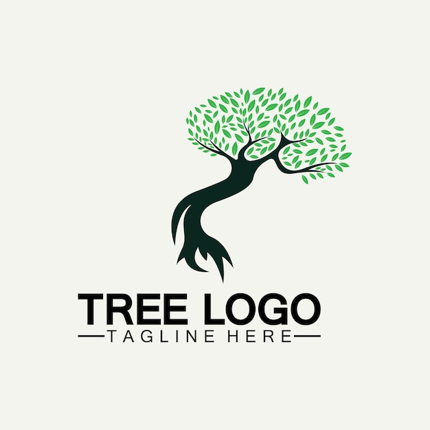 나무 로고 아이콘 벡터 일러스트 디자인입니다. 나무 로고의 나무 템플릿과 생명 디자인 그림의 뿌리 나무의 벡터 실루엣