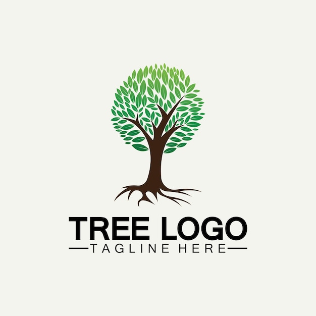 Tree logo icon vector illustration design.vector silhouette of a tree templates of tree logo and roots  tree of life design illustration