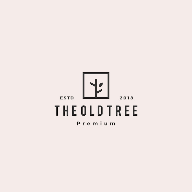 Etichetta logo vintage di albero logo retrò hipster