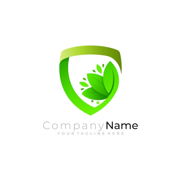 Tree logo and shield design combination nature logo template