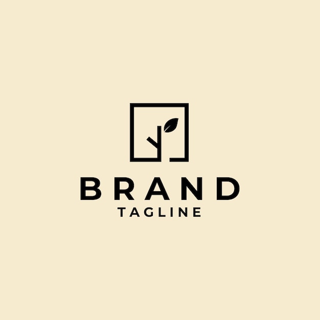 tree logo template  design illustration, abstract square icon lines of trees