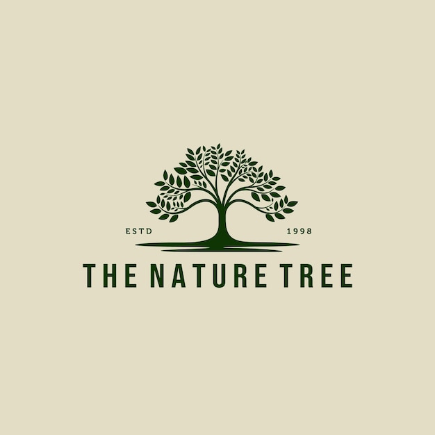 Вектор Вектор логотипа дерева с пышными листьями дизайн логотипа nature tree vintage