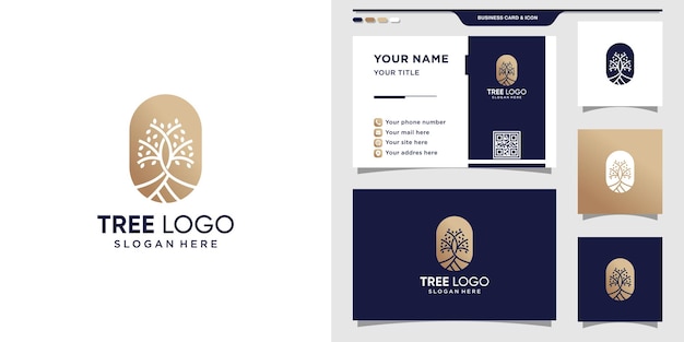 Tree logo with modern style. logo template and business card