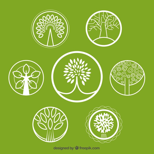 Vector tree logos collection