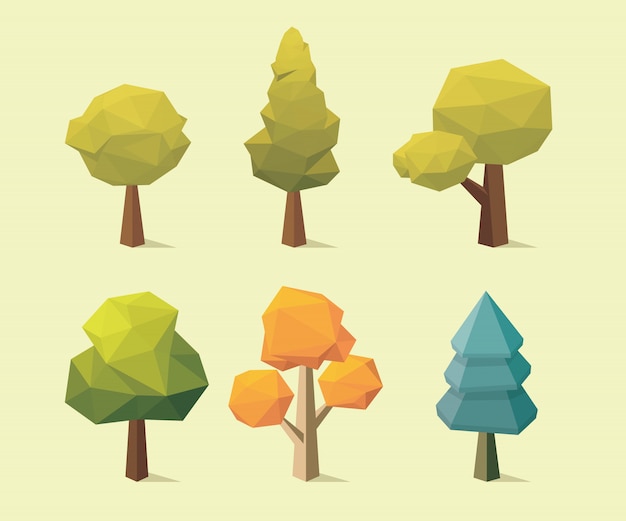 Tree low poly style vector illustration 