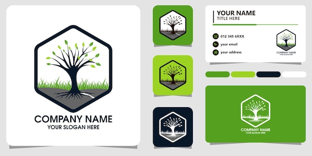 Tree of modern logo inspiration and business card