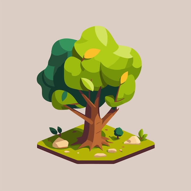 Tree nature logo illustration vector cartoon style of a green tree