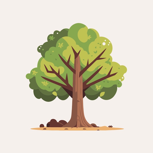 Вектор Иллюстрация логотипа природы дерева векторный мультяшный стиль зеленого дерева
