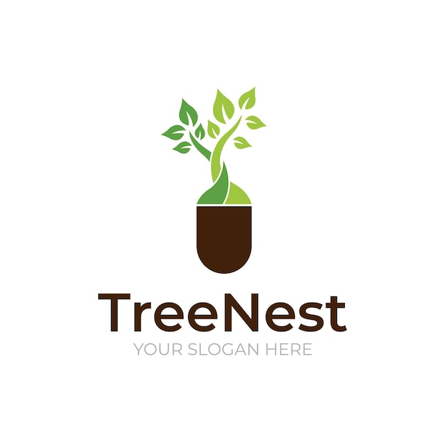 木の巣自然の木のロゴのテンプレート