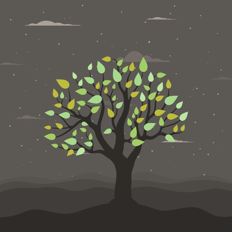 Vector tree at night
