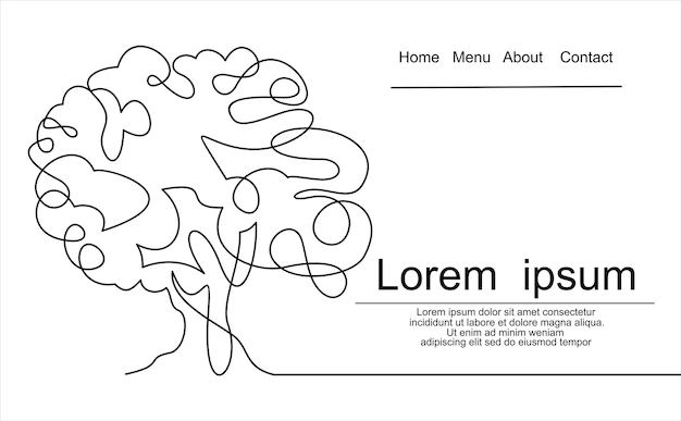 Tree One Line Drawing. Ecology Concept.