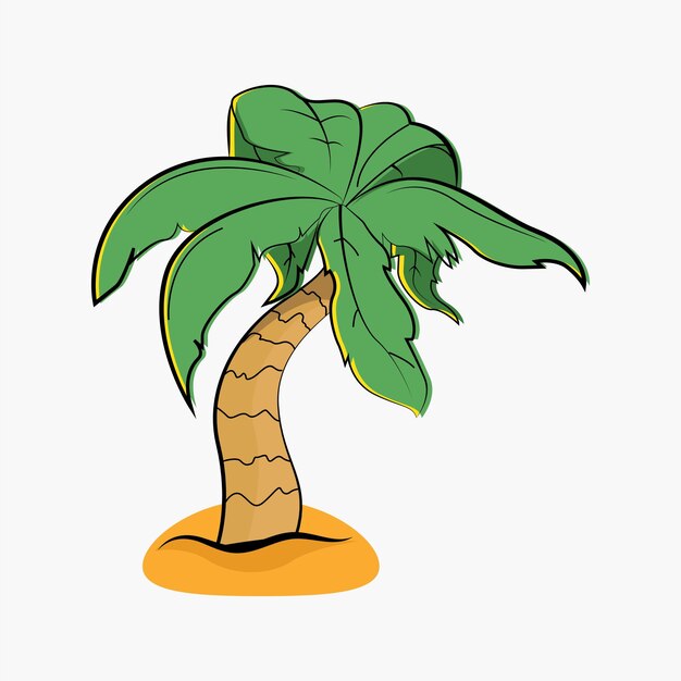 Vector tree palm beach with sand summer icon