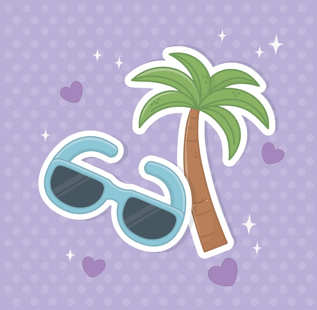 Tree palm and sunglasses stickers