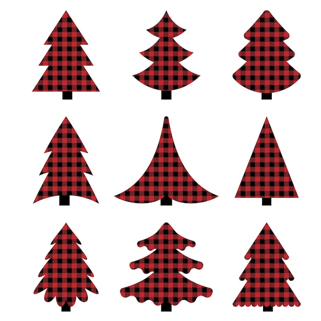 Tree pattern at Buffalo Plaid. Festive background for design and print esp