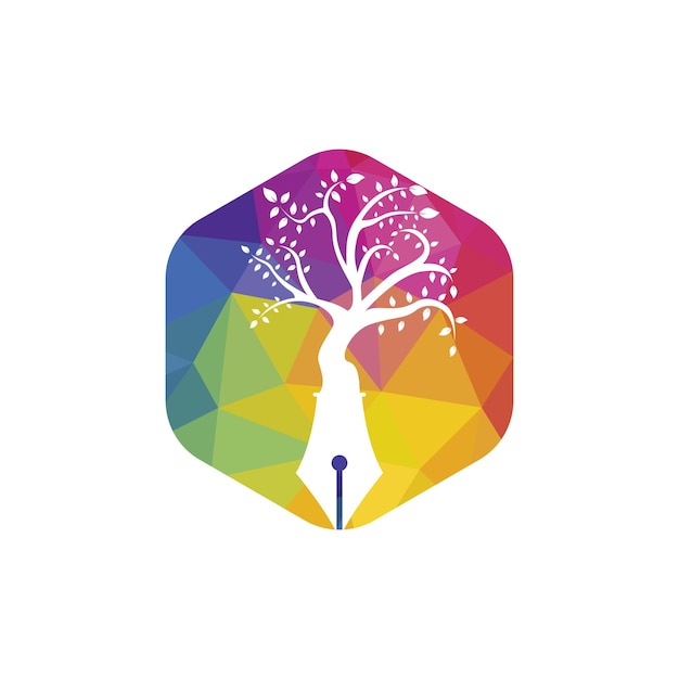 Шаблон векторного логотипа пера дерева