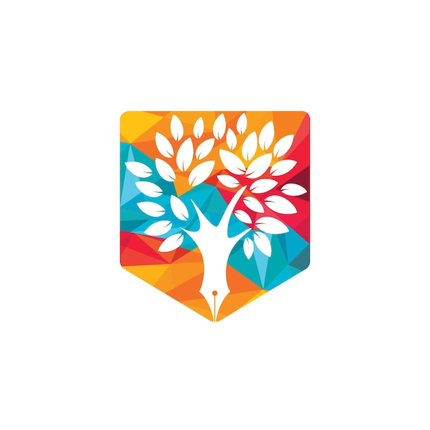 Шаблон векторного логотипа пера дерева