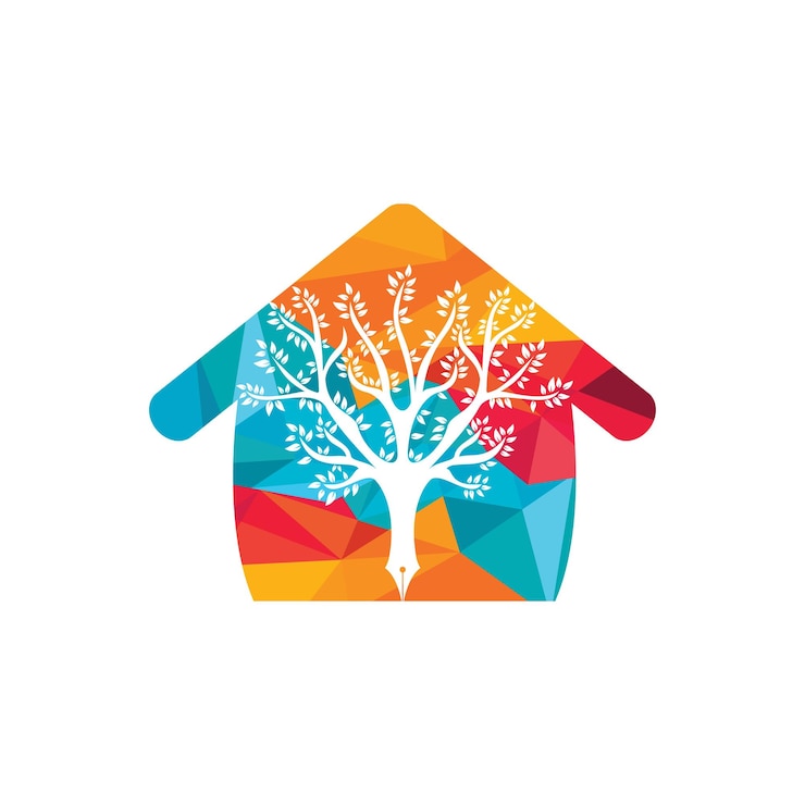 Vector tree pen vector logo design template