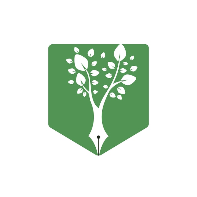 Tree pen vector logo design template