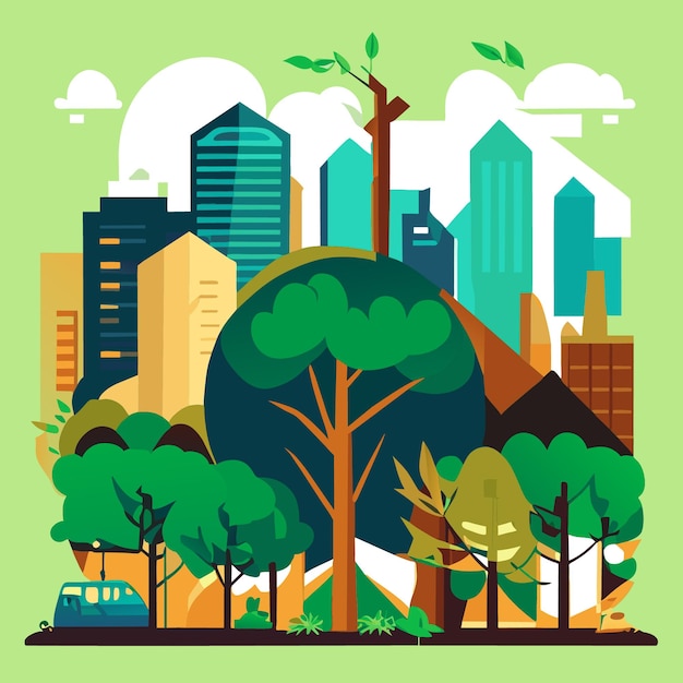 Vector tree planting collection flat vector illustrations