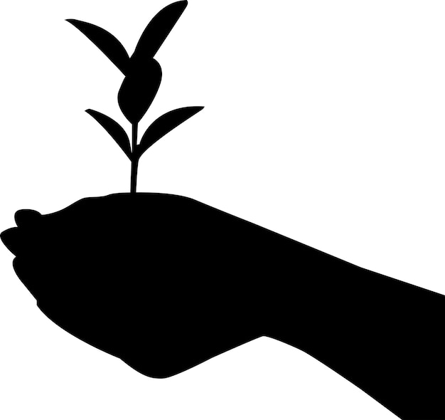 Tree planting vector silhouette