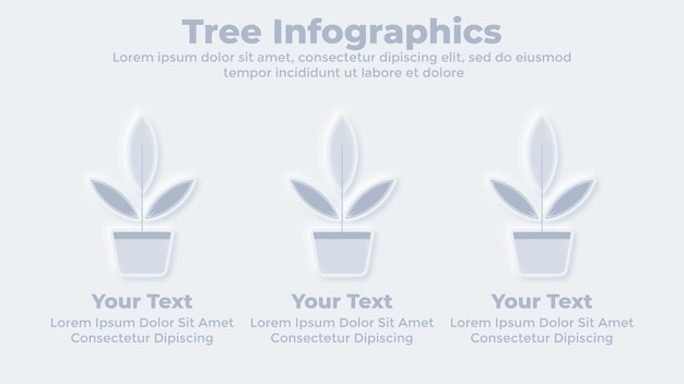 Tree plants infographic neumorphic presentation slide template