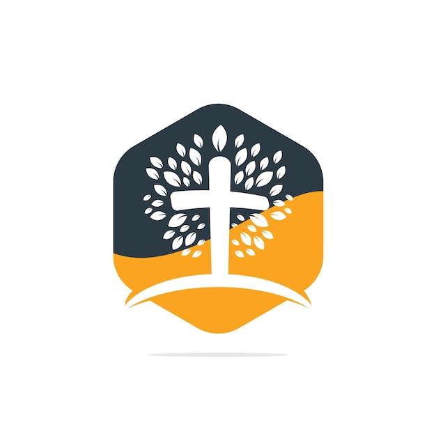 Tree religious cross symbol icon vector design