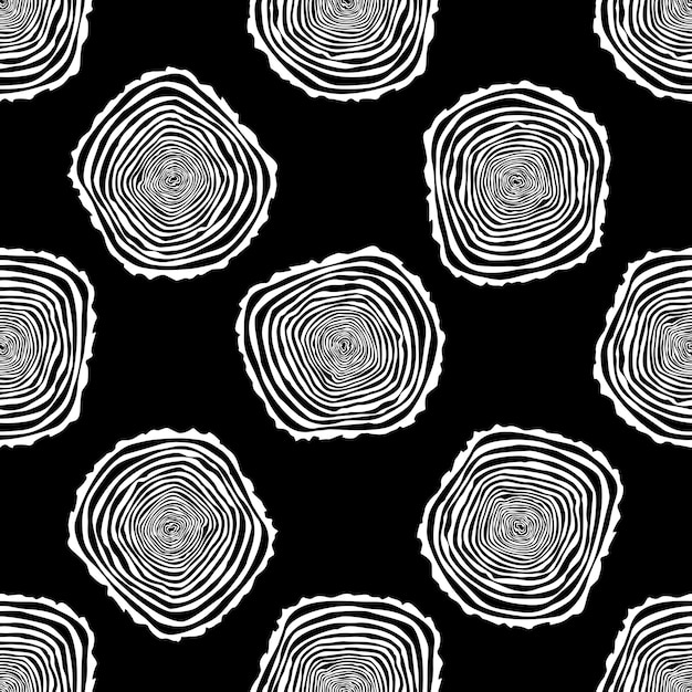 Tree rings seamless vector pattern saw cut tree trunk background vector illustration