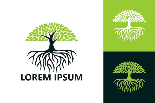 Tree and root logo template design vector