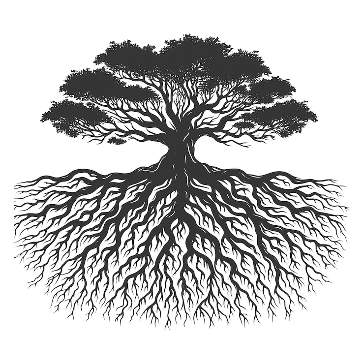 Vector tree roots vector icon illustration design