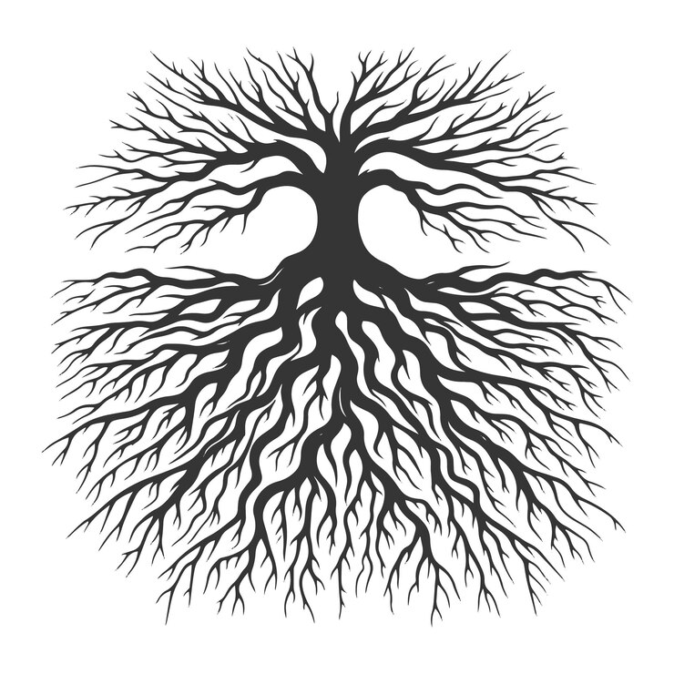 Vector tree roots vector icon illustration design