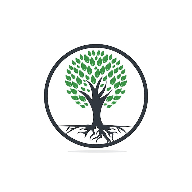 Tree Roots vector logo design Vector tree with roots logo element