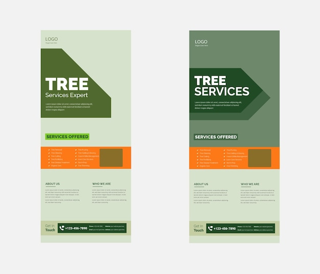 Tree service flyer Roll up Banner Design Tree trimming and removal service poster Roll up leaflet template