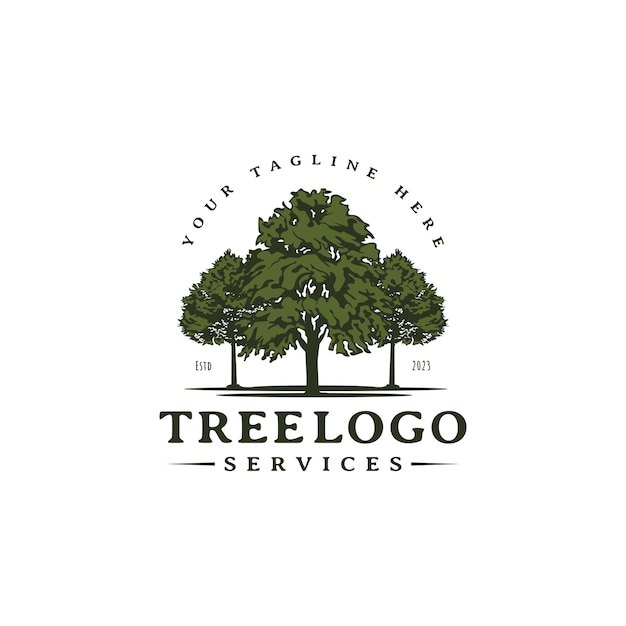 Tree service icon vector illustration residential landscape logo design