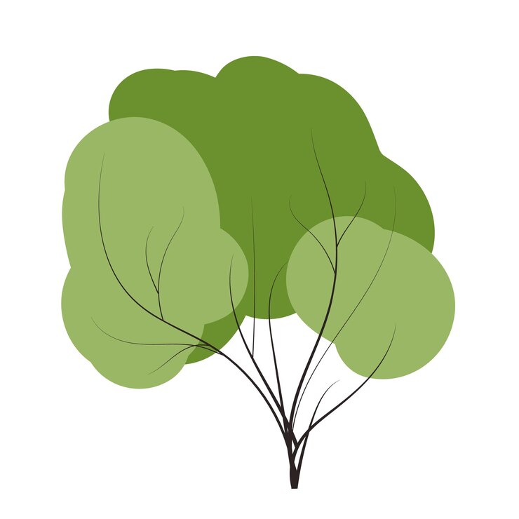 Vector tree set on doodles vector any season winter, spring, summen and autumn. flat style