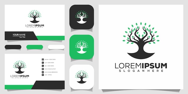 Tree shape logo template with business card