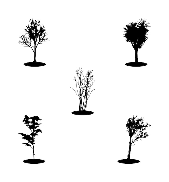 Albero albero di shiloutte illustrazioni albero vettoriale albero nero