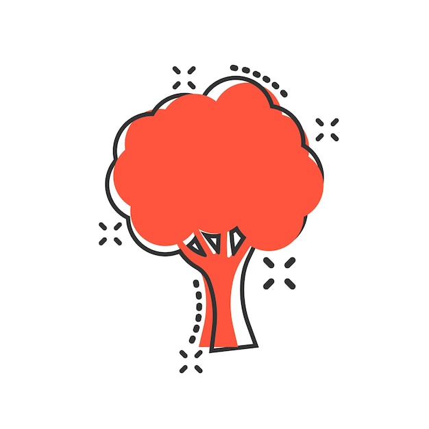 Иконка знака дерева в комическом стиле Ветвь лесной векторный мультфильм иллюстрация на белом изолированном фоне Эффект всплеска бизнес-концепции твердой древесины