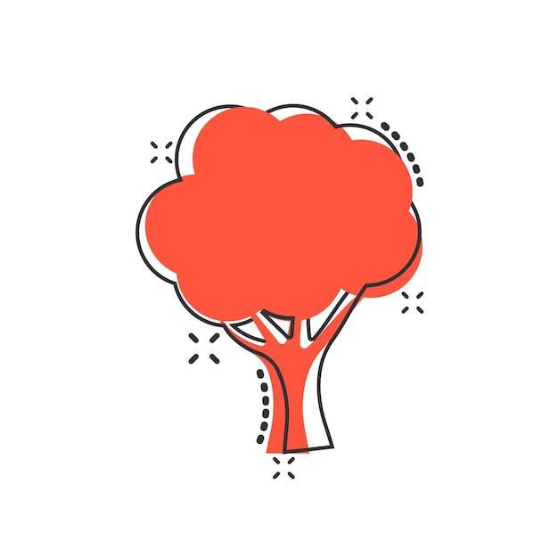 Иконка знака дерева в комическом стиле Ветвь лесной векторный мультфильм иллюстрация на белом изолированном фоне Эффект всплеска бизнес-концепции твердой древесины