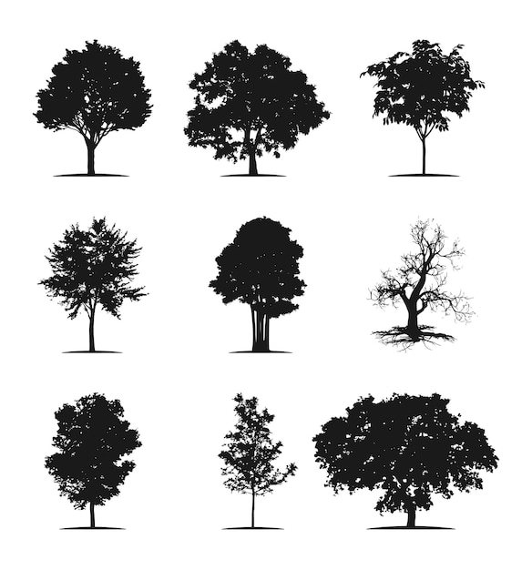 ベクトル 木のシルエット 黒い木のイラスト