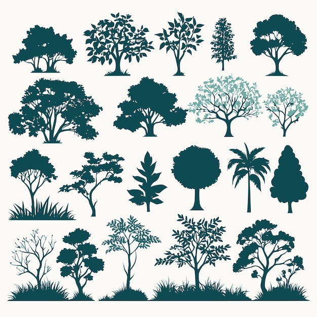 Vector tree silhouette collection vector illustration